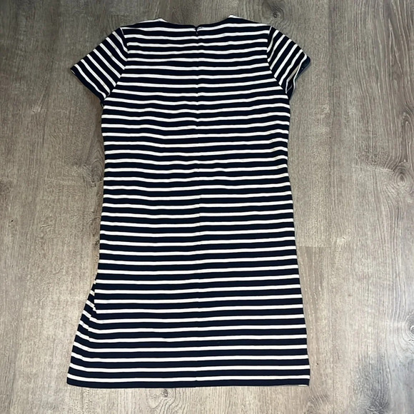 Everlane Gia Navy Striped Cotton T-shirt Dress - Picture 6 of 9